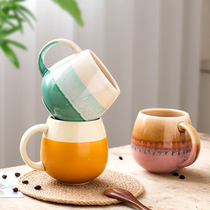 420ml Big Belly Mug Household Ceramic Water Cup Drinking Cup Girls Creative Kiln Baked Color Matching Tea Cup - The Number 1 Things