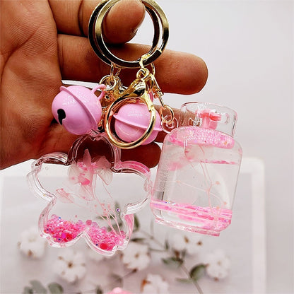 Creative Acrylic Dried Flower Oil Keychain Preserved Liquid Oil Quicksand Handbag - The Number 1 Things