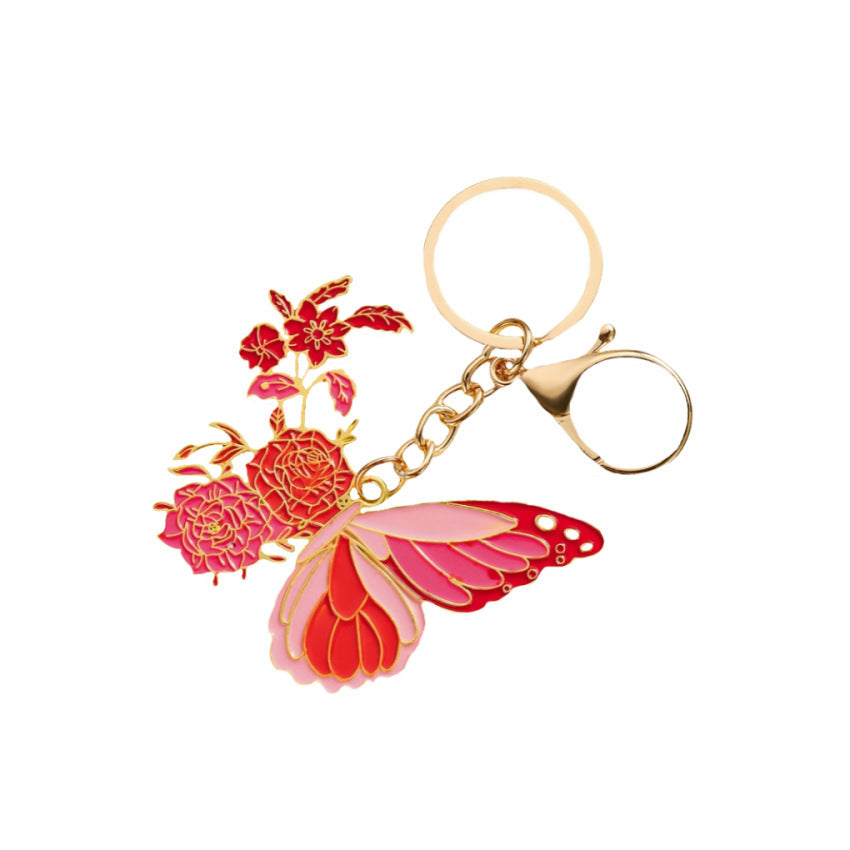 Creative Personality Brass Ancient Style Hollow Flower Butterfly Keychain Pendant - The Number 1 Things