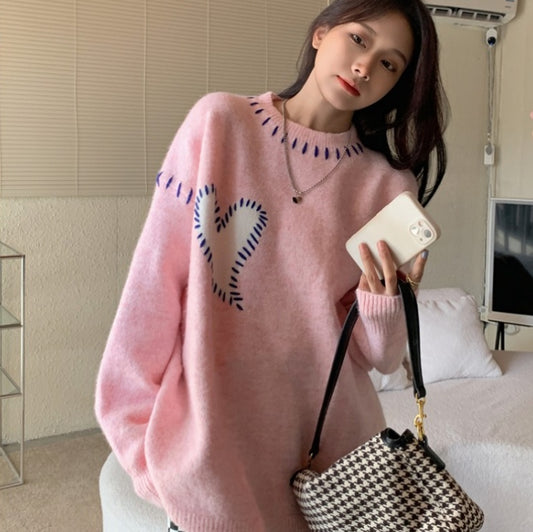 Casual Loose Women's Love Pullover Thick Sweater - The Number 1 Things