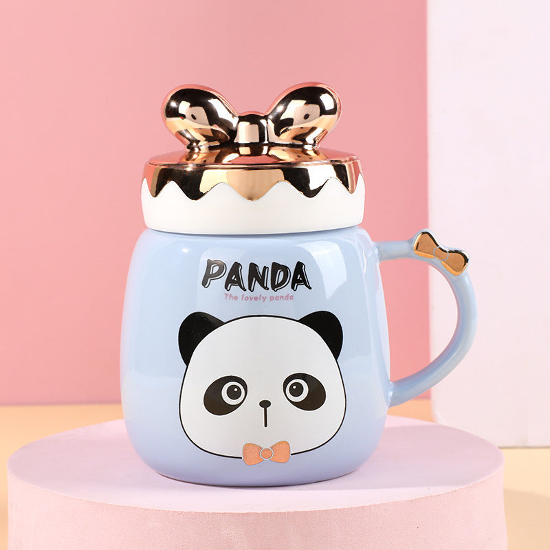 Cartoon Cute Ceramic Cup Printing Mug Color Bow Cup Lid - The Number 1 Things