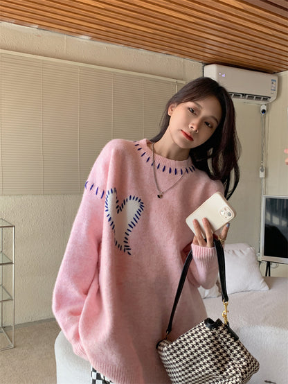 Casual Loose Women's Love Pullover Thick Sweater - The Number 1 Things