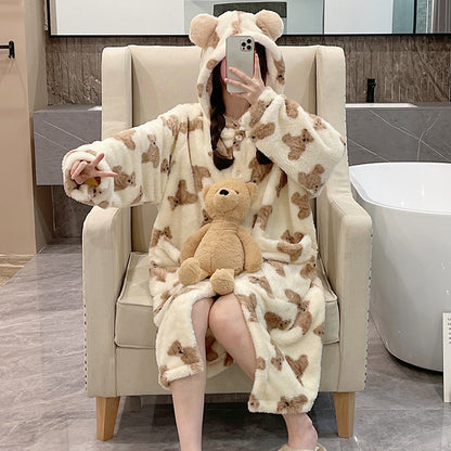 Bear Coral Velvet Pajamas Female