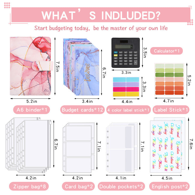 A6 Loose-leaf Binder Journal Book Notebook Leather PU 6 Hole Loose Spiral Calculator - The Number 1 Things