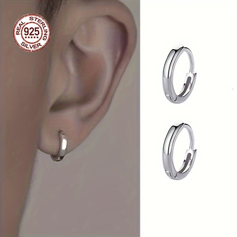 Hypoallergenic Men's Perfect Material S925 Sterling Silver Earrings, Retro Classic Simple Hoop Earrings, Birthday And Holiday Gifts. - The Number 1 Things
