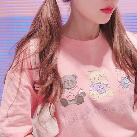 Bear print cute T-shirt