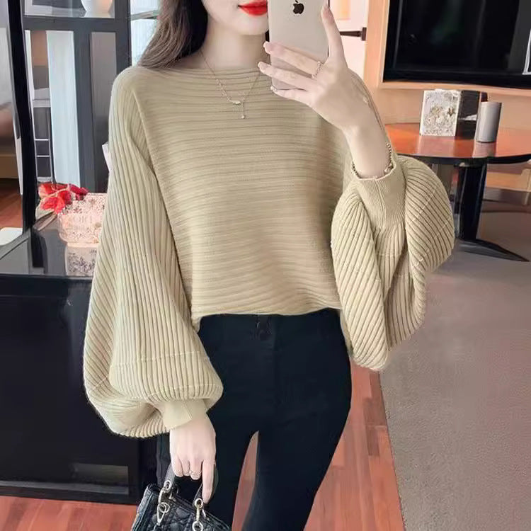 Lantern Sleeve Sweater Underwear Off-shoulder Collar - The Number 1 Things
