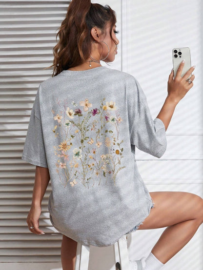 Beautiful Flower Clusters Print Cotton Women T-shirts Casual - The Number 1 Things
