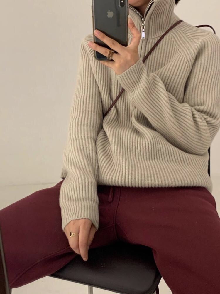 Autumn And Winter Gentle Stand Collar Sweater Cardigan Coat Loose Women - The Number 1 Things