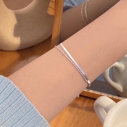 925 Silver Cold Wind Double Layer Snake Bones Chain Bracelet For Women - The Number 1 Things