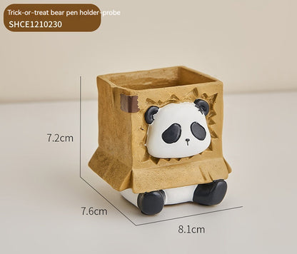 Cute Panda Pen Holder Creative Office Desk Ornaments Decoration Supplies Storage Box
