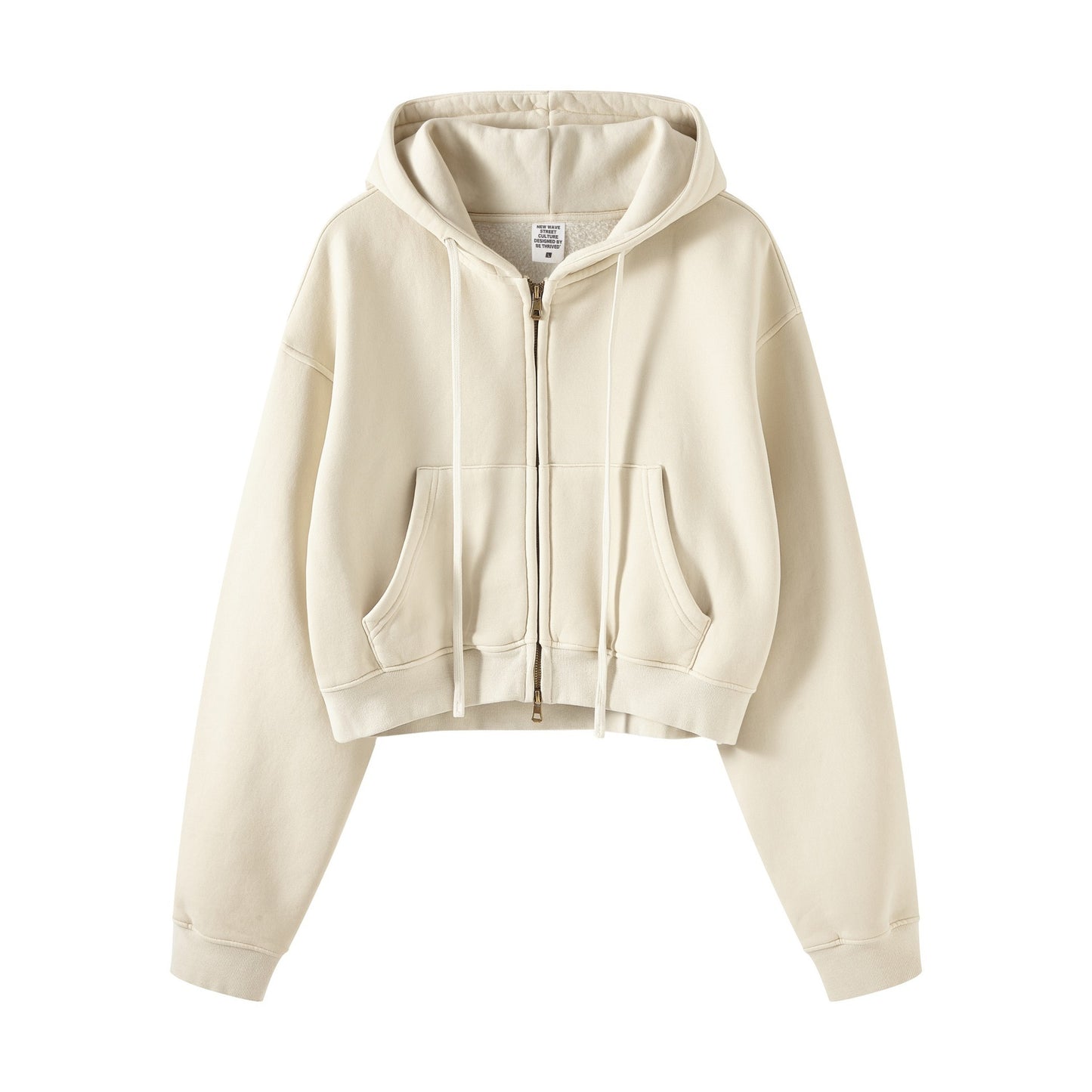 Retro Washed Color Contrast Short Hooded Zip Cardigan Sweater - The Number 1 Things