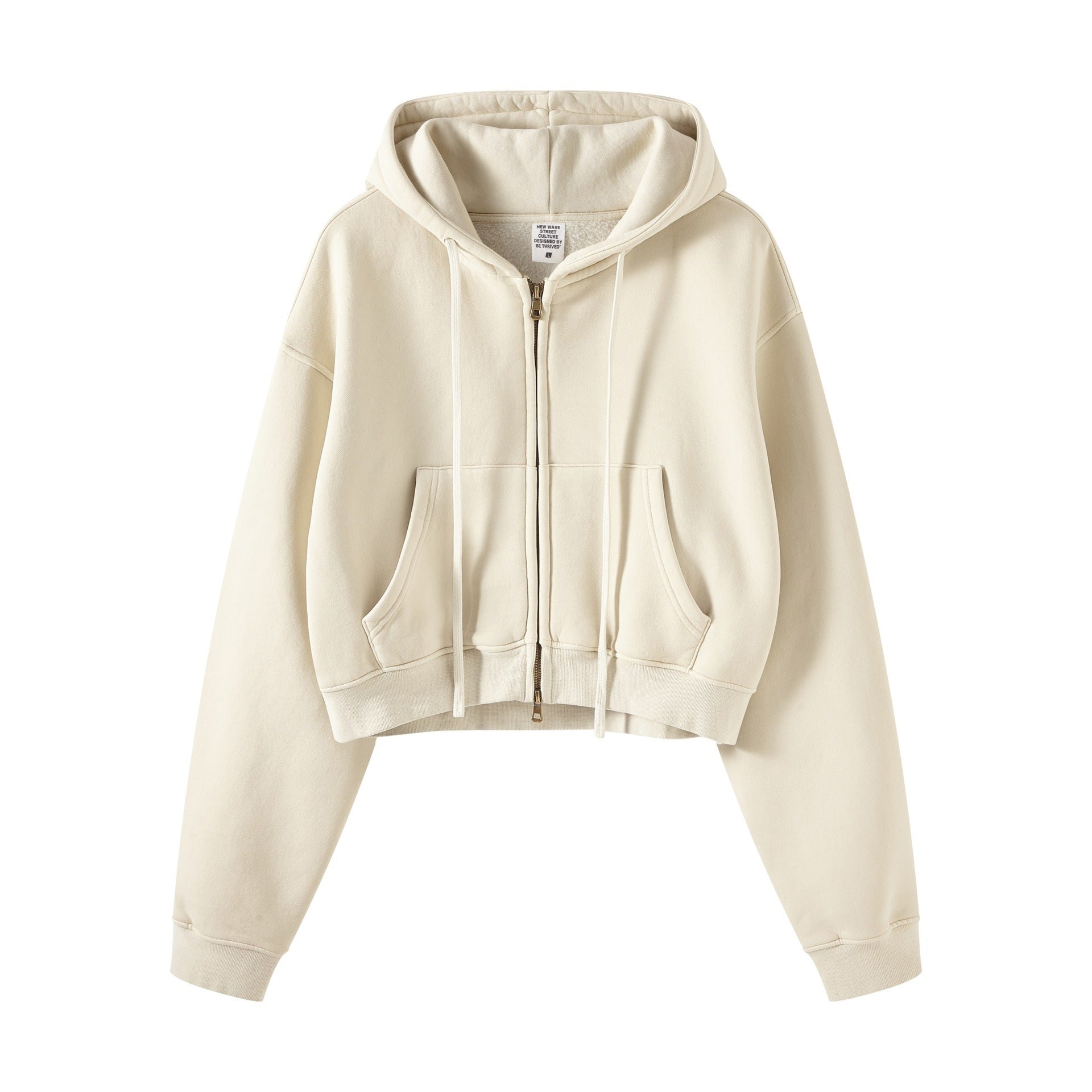 Retro Washed Color Contrast Short Hooded Zip Cardigan Sweater - The Number 1 Things