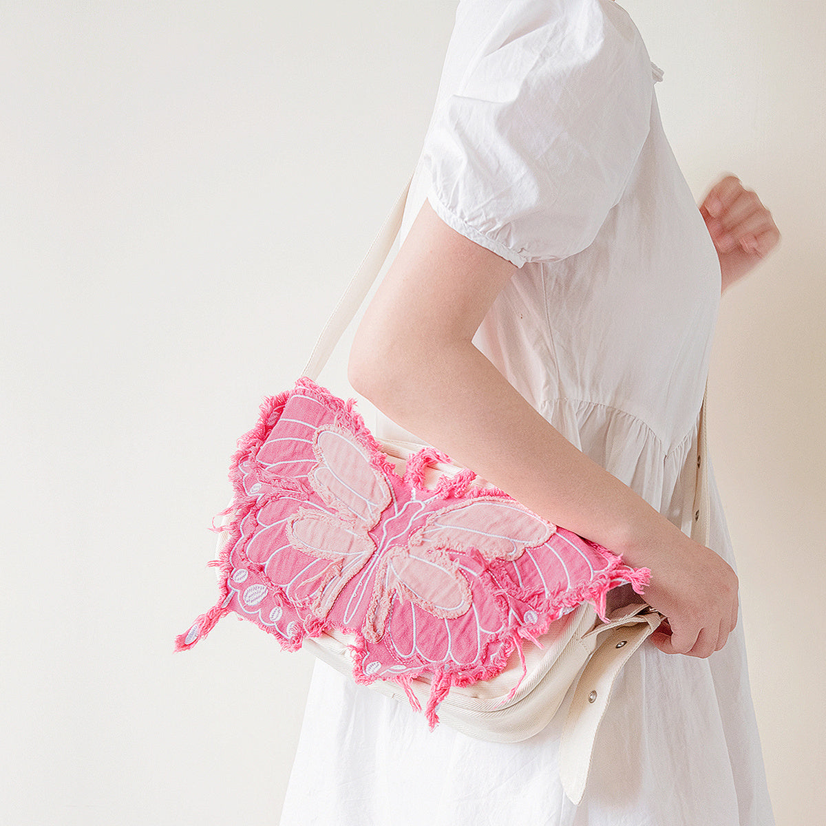 Original Design Butterfly Tassel Denim Wide Shoulder Strap Crossbody Bag - The Number 1 Things