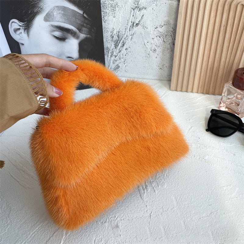 Women's Mink Fur Hourglass Wrapped Fur Clutch - The Number 1 Things