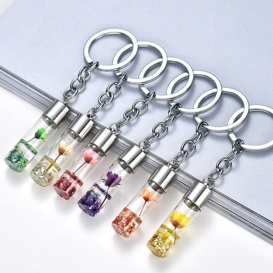 Plant Dried Flower Glass Bottle Pendant Keychain - The Number 1 Things
