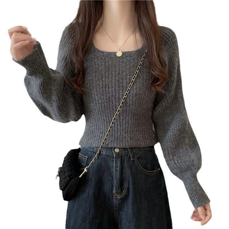 Western Style Low Collar Long Sleeves Top Slim-fit Sweater - The Number 1 Things