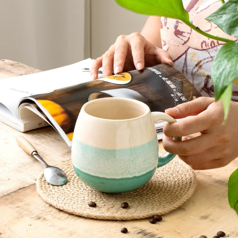 420ml Big Belly Mug Household Ceramic Water Cup Drinking Cup Girls Creative Kiln Baked Color Matching Tea Cup - The Number 1 Things