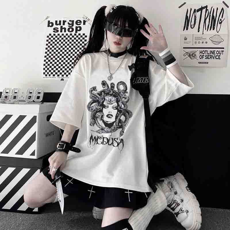 Versatile Printed Crewneck Loose T-Shirt Short Sleeves - The Number 1 Things