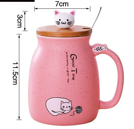 450ml Cartoon Ceramics Cat Mug With Lid and Spoon Coffee Milk Tea Mugs Breakfast Cup Drinkware Novelty Gifts - The Number 1 Things
