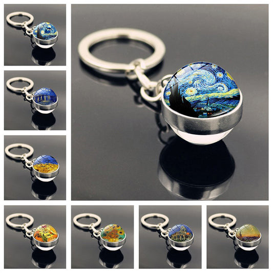 Van Gogh Starry Sunflower Keychain Pendant Creative Trinket - The Number 1 Things