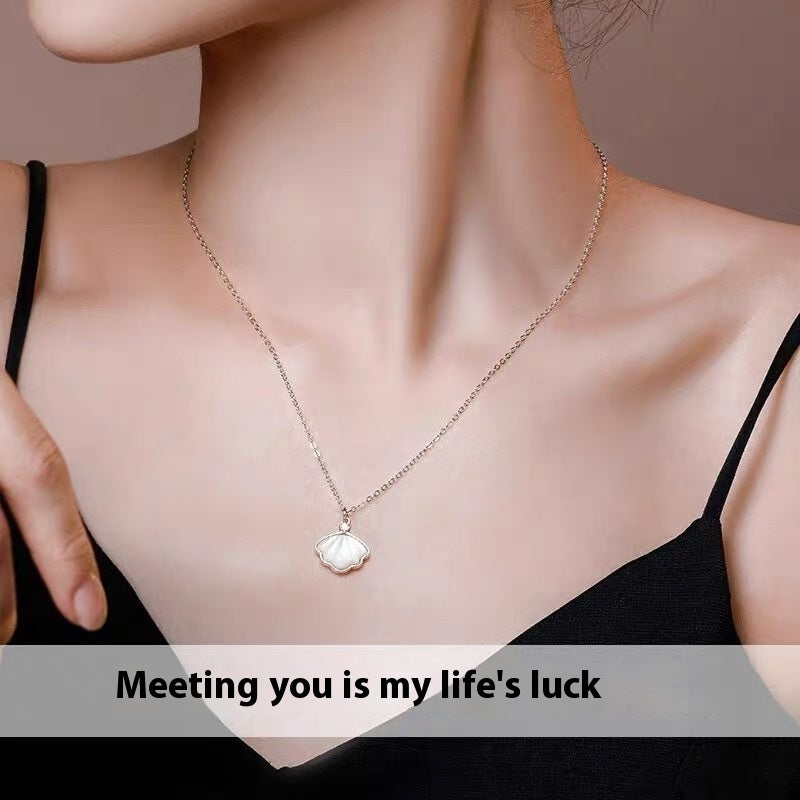 S999 Sterling Silver Shell Necklace For Women Ins Simple Clavicle Chain - The Number 1 Things