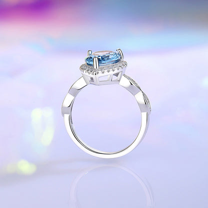 Colored Gems Ring Female S925 Sterling Silver Ocean Blue Temperament Commute - The Number 1 Things