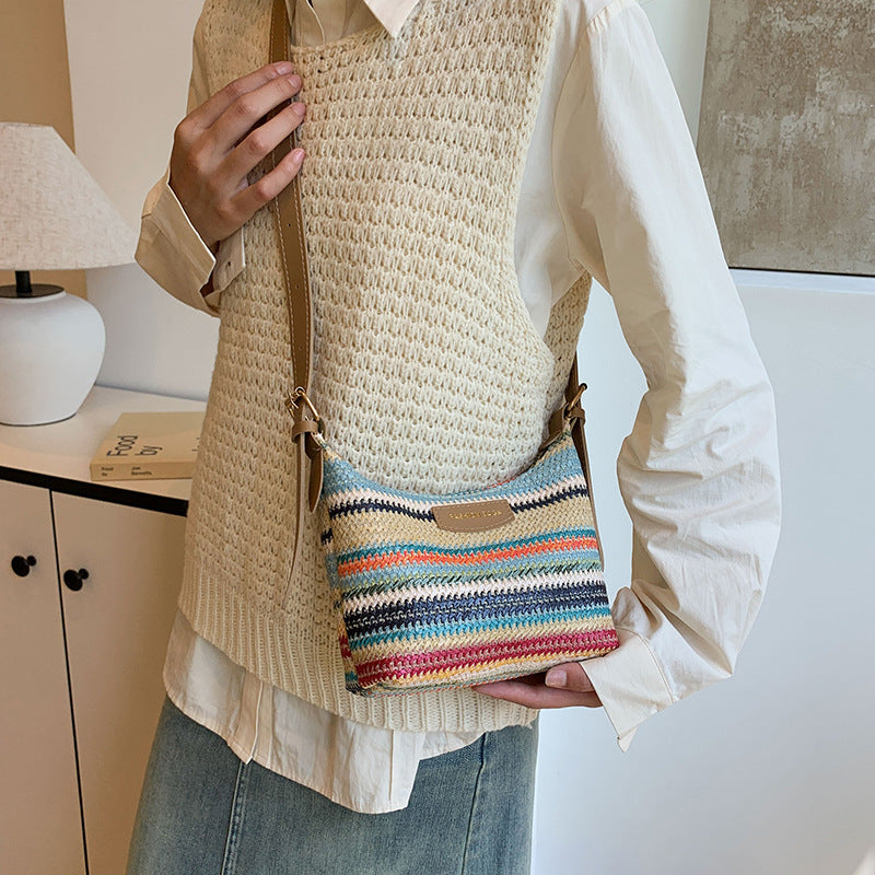 Fashion Color Contrast Woven Bag Women's Simple Shoulder Bag - The Number 1 Things