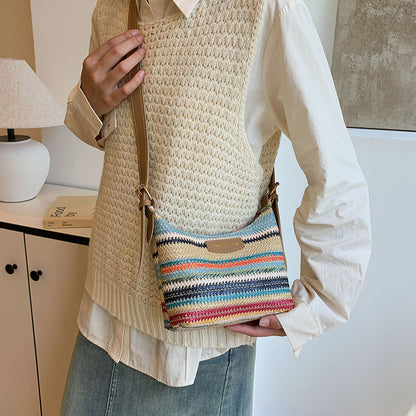 Fashion Color Contrast Woven Bag Women's Simple Shoulder Bag - The Number 1 Things