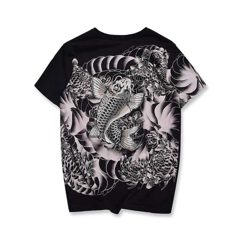New Embroidered T-shirt Export Original Chinese Style Embroidery T Tattoo Tattoo Short T Embroidery Squid T-shirt 0352 - The Number 1 Things