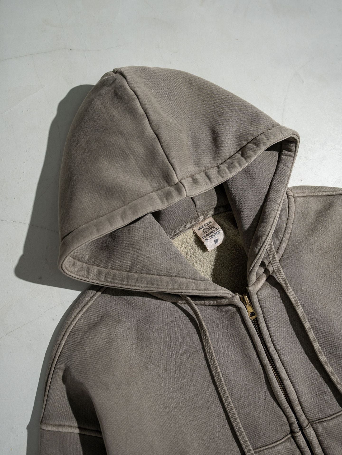 Retro Washed Color Contrast Short Hooded Zip Cardigan Sweater - The Number 1 Things