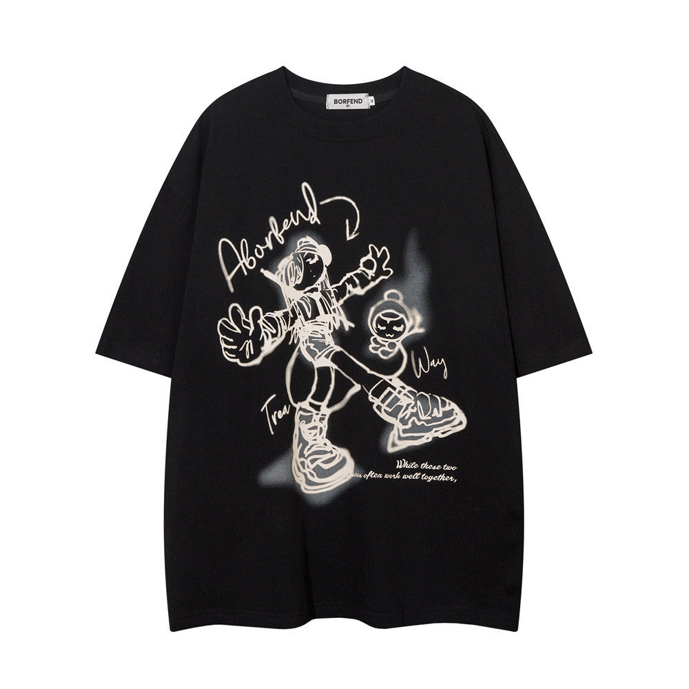 Cartoon Cotton T-shirt For Men And Women