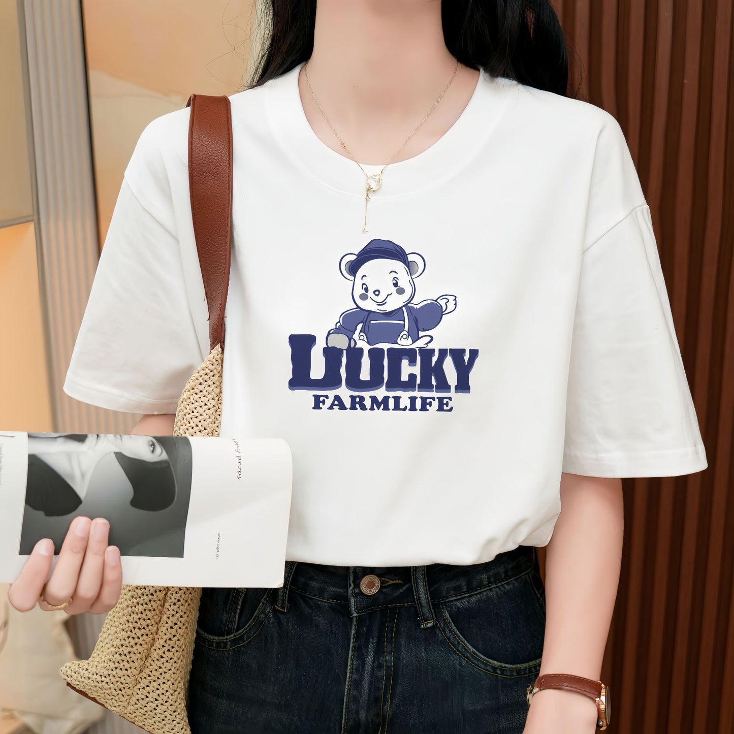 Heavy Pure Cotton Loose Short Sleeve T-shirt - The Number 1 Things