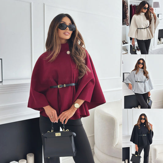 Batwing Sleeves Cloak Top With Belt Fashion Wears For Women