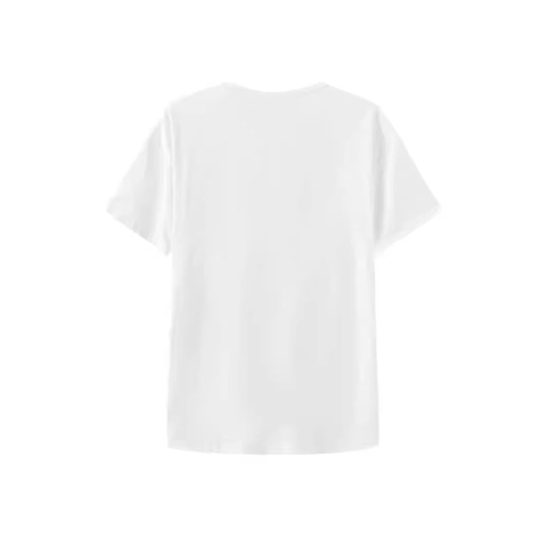 Letter Pattern Loose Casual Print Drop Shoulder Short Sleeve - The Number 1 Things