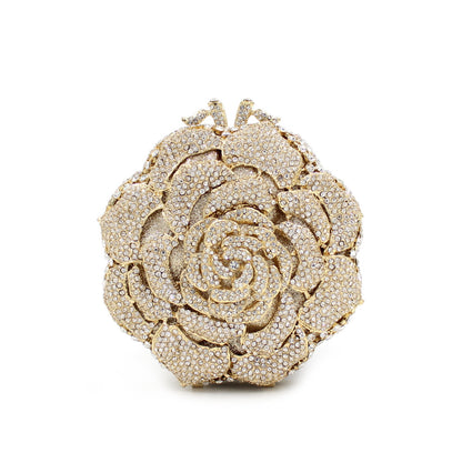 Women's Rose Rhinestone Bag Hollow Clutch - The Number 1 Things