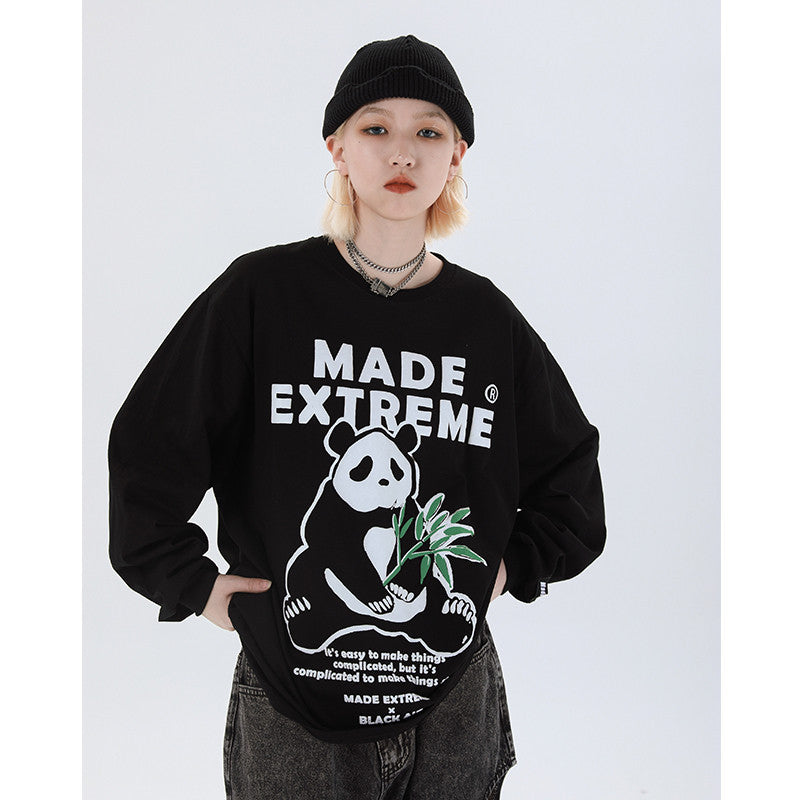 Panda print loose oversize long sleeves