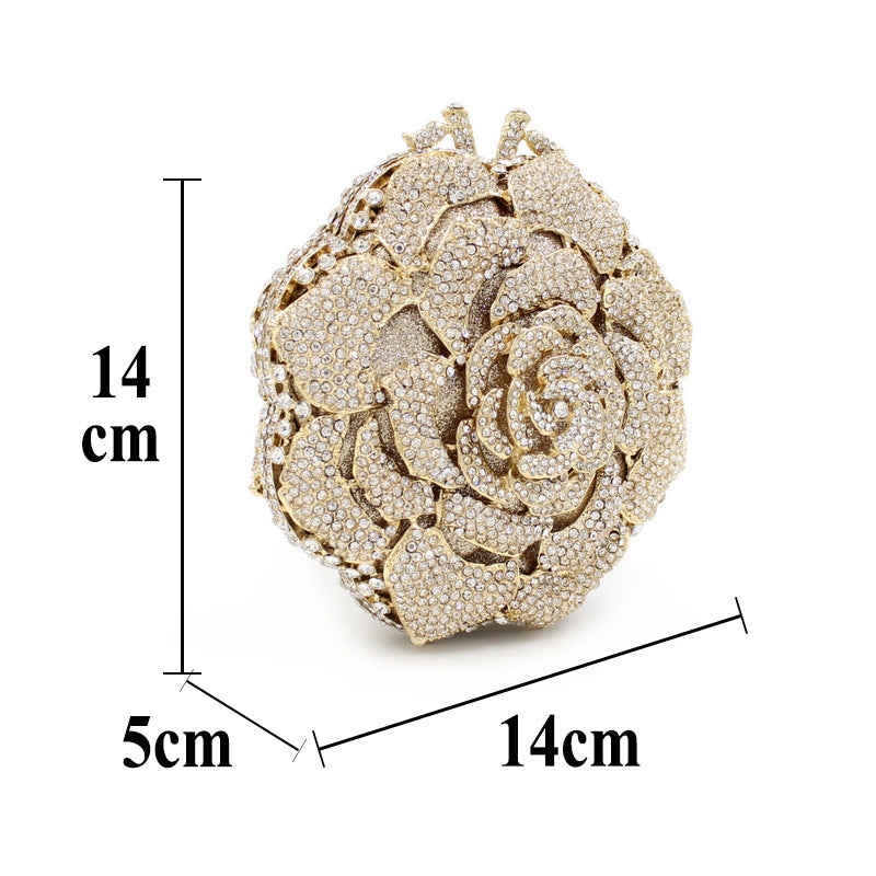 Women's Rose Rhinestone Bag Hollow Clutch - The Number 1 Things