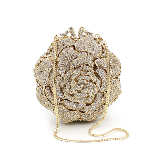 Women's Rose Rhinestone Bag Hollow Clutch - The Number 1 Things