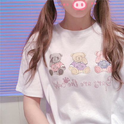 Bear print cute T-shirt