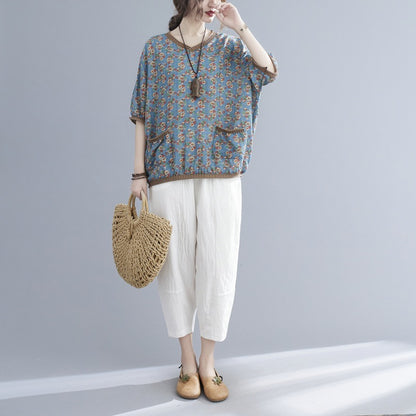Women's Printed V-neck Short-sleeved Blouse - The Number 1 Things