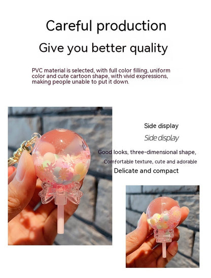 Decorative Pendant Cute Lollipop Bubble Beads Oil Quicksand Drift Bottle Keychain - The Number 1 Things