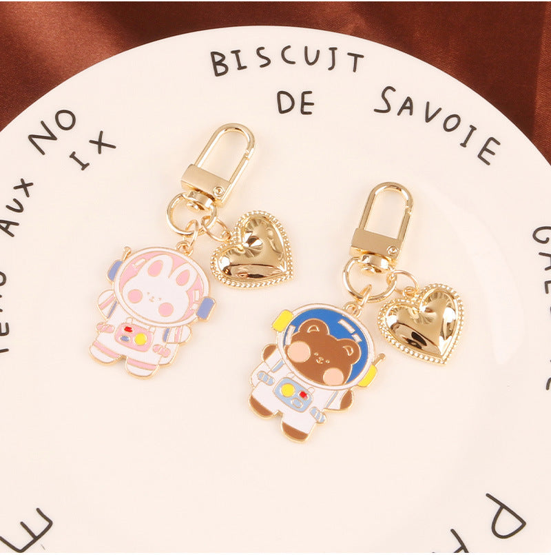 Cartoon Space Rabbit Space Bear Alloy Keychain Pendant - The Number 1 Things