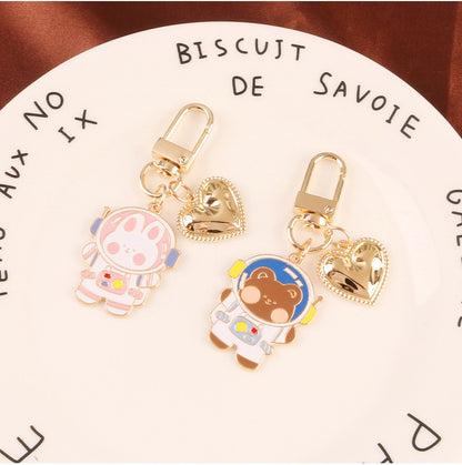 Cartoon Space Rabbit Space Bear Alloy Keychain Pendant - The Number 1 Things