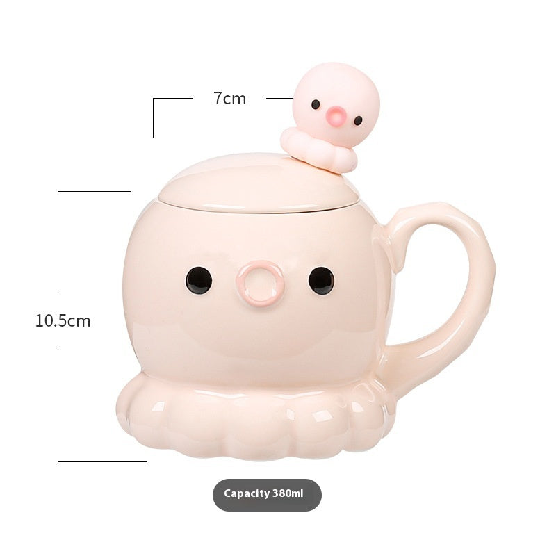 Adorkable Jellyfish Mug Ceramic Cup Children's Birthday Gift Coffee Cup With Cover Spoon Kitchen Gadgets - The Number 1 Things