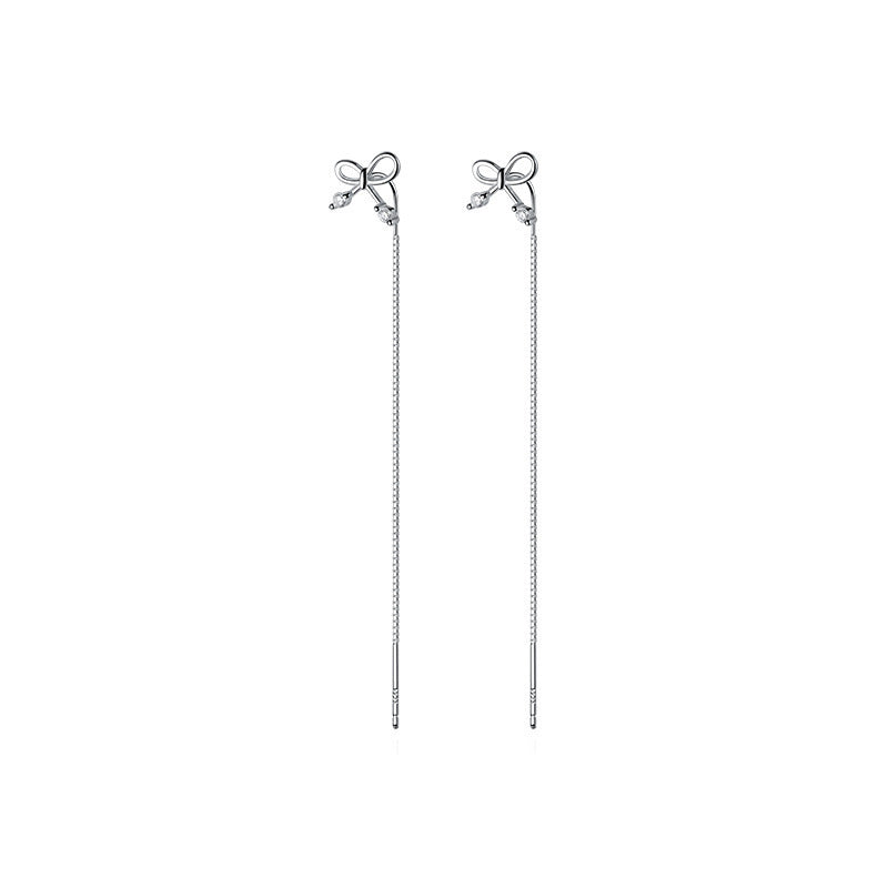 S925 Silver Bow Hanging Earrings Korean Style Lady Temperament - The Number 1 Things