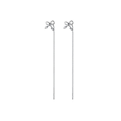 S925 Silver Bow Hanging Earrings Korean Style Lady Temperament - The Number 1 Things