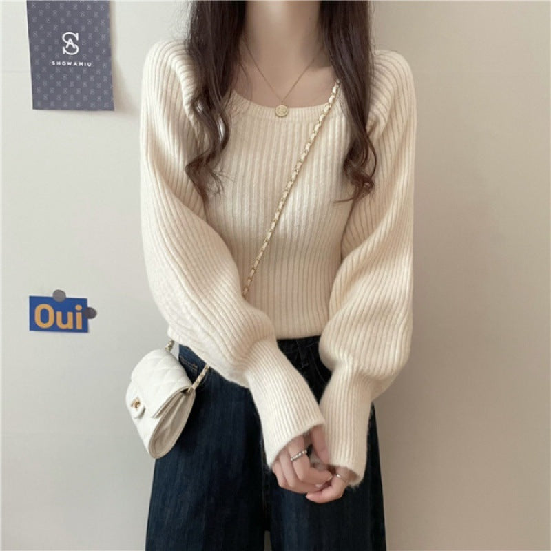 Western Style Low Collar Long Sleeves Top Slim-fit Sweater - The Number 1 Things