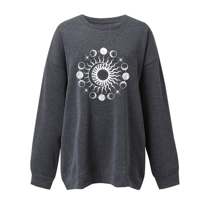 Starry Sky Sun And Moon Printing European And American Mysterious Third Eye Drop-shoulder Long-sleeve Sweater - The Number 1 Things