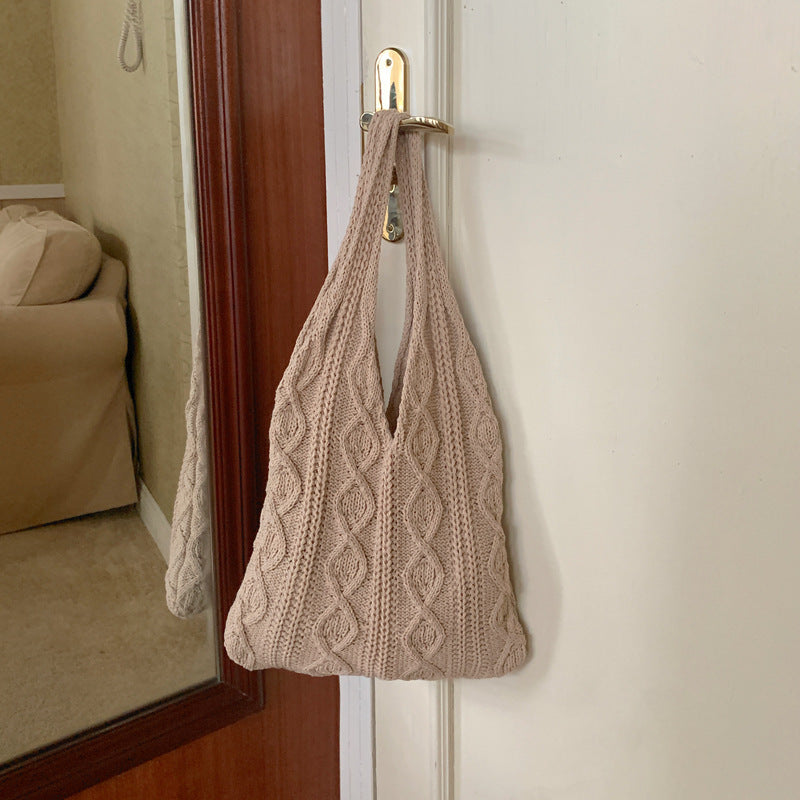 Portable Retro Hollow Knitted Woolen Yarn Bag Shoulder Tote Bag - The Number 1 Things